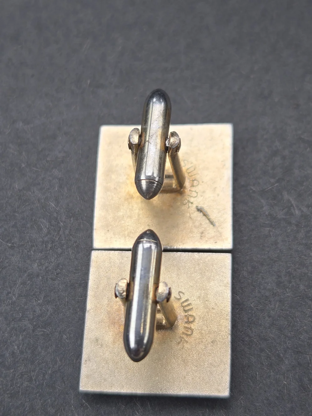VTG SWANK Gold-tone In Abalone Cufflinks  & Mother-of-Pearl Round Cufflinks Set
